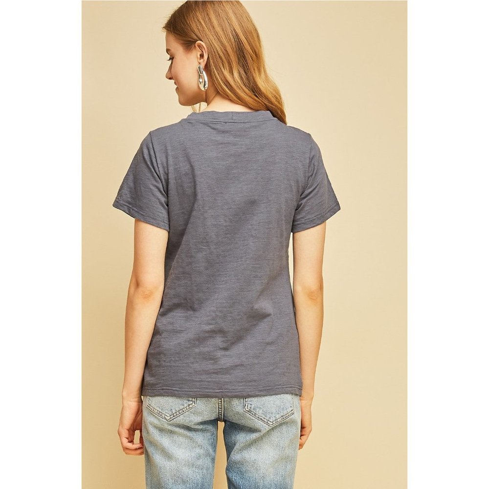 Entro Lace Up Graphic Tee, Charcoal - Picture 4 of 4